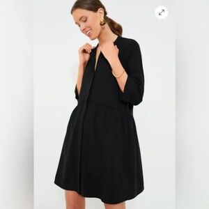 Tuckernuck Black Stretch Crepe Royal Shirt Dress, size L